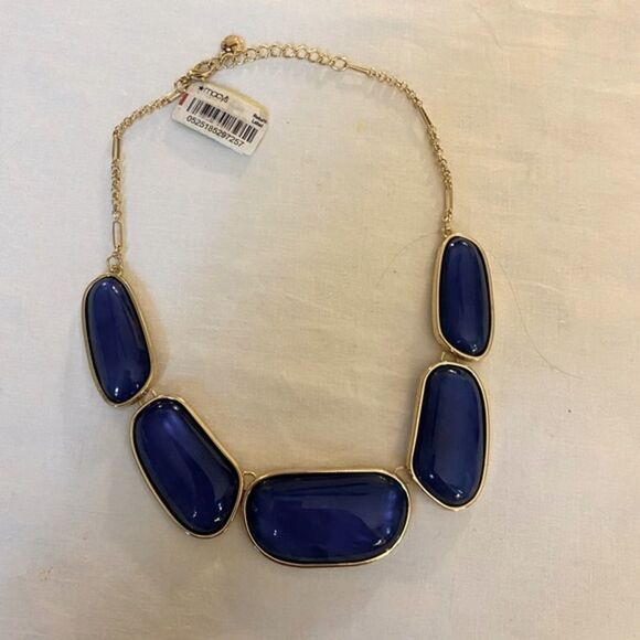 Charter Club NWT Gold and Blue Statement Necklace - Picture 4 of 9